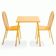 Oviala Business Ensemble table de terrasse bistrot et 2 chaises en acier jaune - Oviala - jaune acier 109457 Oviala Business Ensemble table de terrasse bistrot et 2 chaises en acier jaune - Oviala - jaune acier 109457