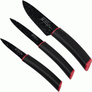 San Ignacio - Ensemble de 3 couteaux en acier inoxydable avec revêtement effet marbre Keeps Marble - noir silicone Q4804