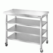 Table de travail en inox Bar 1000x700 mm avec 3 étagères inférieures sur roulettes PREMIUM - GOLDINOX - gris inox 3701770831999