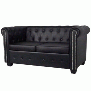 VidaXL Canapé Chesterfield à 2 places cuir synthétique noir  Modèle Opaline - matière synthétique 242369