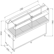 Vitrine snack pour pain vitres basses - 2100x892x1182 mm - vpb21x