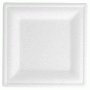 Assiette carrée bagasse blanc 16x16cm - par 1000