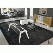 Bureau de Direction Rail en verre - Bralco. - 240, Verre transparent, Chêne blanc