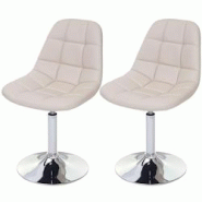 Décoshop26 - 2x chaises de salle à manger en synthétique crème pied chromé pivotant CDS04421 - 3000413427842 Décoshop26 - 2x chaises de salle à manger en synthétique crème pied chromé pivotant CDS04421 - 3000413427842