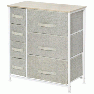 Helloshop26 - Commode chiffonnier 7 tiroirs 63.5 x 30 x 71 cm grand plateau gain de place moderne épuré en panneau de particules 21_0001438 - acier