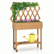 Helloshop26 - Jardinière surélevé en bois 90 x 29 x 129 cm protection des plantes espace de rangement ambiance naturelle en bois de 20_0020896 - Bo