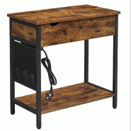 Helloshop26 - Table d'appoint avec prise d'alimentation bout de canapé petite table dessus rabattable table de chevet pochette en 12_0007530 - Bois m