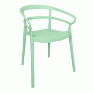 Lot de 2 fauteuils empilables, en polypropylène moulé vert menthe MATEO Lot de 2 fauteuils empilables, en polypropylène moulé vert menthe MATEO