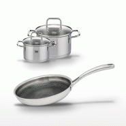 Lot Poêle 24cm & 2 Faitouts 16/12cm Elo Relief Evolution - gris inox 3176239956610