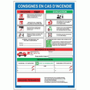 Panneau consigne cas d'incendie - 210x297 mm - PVC adhésif
