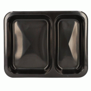 Starpak barquettes pour micro-ondes 500, en PP à 2 compartiments, 866 ml, noires, barquettes repas - noir plastique polypropylène 88431