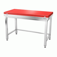 Table de travail en inox 1600x600 mm avec plaque de découpe rouge et renfort PREMIUM - GOLDINOX - gris inox 3701770841776