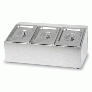 VERTES Bacs à ingrédients 3 x 1/6 GN, en acier inoxydable, profondeur 100 mm, inoxydables, résistants aux rayures, de -40 °C à 300 °C - gris ino