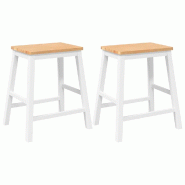 VidaXL Chaises de bar 2 pcs blanc bois massif d'hévéa Modèle Apex Élégance - multicolore 4102581_0