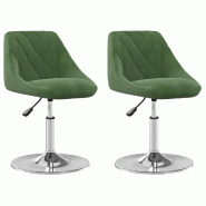 VidaXL Chaises pivotantes à manger lot de 2 Vert foncé Velours Modèle Ambiance Horizon - 335286