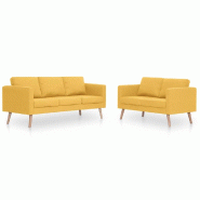 VidaXL Ensemble de canapé 2 pcs tissu jaune Modèle Oslo - 8719883667027