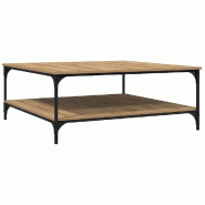 VidaXL Table basse chêne artisanal 100 x 100 x 40 cm Bois d'ingénierie Modèle Argent Foncé - 883501