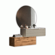 AQA Design Composition vasque droite 4 pièces SOLMIRA en MDF taupe gris/chêne L.200 P.45 H.190 MPSO54-TOR-QUE - multicolore Bois manufacturé MPSO54