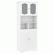 Armoire de salle de bain COSTWAY, armoire haute indépendante avec 4 portes, étagères et étagère réglable, avec protection anti-basculement - bla