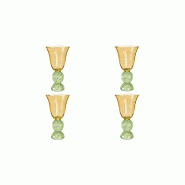 Aulica Verres à vin ambre avec pied bulle vert - lot de 4 - doré 268101