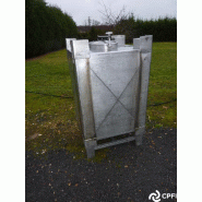 Container IBC/GRV inox carré 620 L - trou d'homme ovale - sortie 51 mm Container IBC/GRV inox carré 620 L - trou d'homme ovale - sortie 51 mm