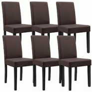 Décoshop26 - 6 chaises rembourrées synthétique marron mat avec pieds en bois massif 03_0000282 - marron 3000039399783 Décoshop26 - 6 chaises rembourrées synthétique marron mat avec pieds en bois massif 03_0000282 - marron 3000039399783