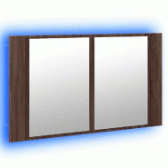 Helloshop26 - Armoire à miroir à LED pour salle de bain avec 2 étagères 80 x 12 x 45 cm en bois chêne marron 02_0049284 - marron Bois massif 3000