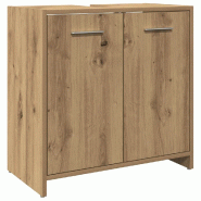 Helloshop26 - Armoire de lavabo salle de bain rangement design élégant 60 x 33 x 60 cm en bois d'ingénierie chêne artisanal 02_0050724 - Bois mass