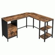 Helloshop26 - Bureau d'angle table en forme de l avec caisson à dossiers suspendus 2 étagères bureau à domicile montage facile cadre 12_0001336 - Helloshop26 - Bureau d'angle table en forme de l avec caisson à dossiers suspendus 2 étagères bureau à domicile montage facile cadre 12_0001336 -