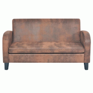 Helloshop26 - Canapé 2 places de salon salle de séjour maison intérieur daim synthétique marron 02_0020776 - marron Bois massif 3001127288002