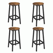 Helloshop26 - Tabourets hauts lot de 4 chaises de bar siège de cuisine cadre en acier hauteur 65 cm montage facile style industriel 12_0007765 - 3000