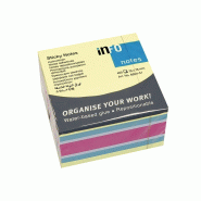 INFONOTES Bloc-notes adhésif Cube brillant 4 couleurs (7,5 x 7,5 cm) - 4044355784297