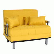 Mendler Fauteuil-lit HWC-K29, fauteuil pliant Canapé-lit Lit d'appoint Fauteuil relax, surface de couchage 186x97cm Tissu (270g/m²) ~ jaune - jaune