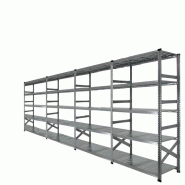 Rack léger en acier galvanisé - 5 mètres - 2 hauteurs et 4 profondeurs disponibles Rack léger en acier galvanisé - 5 mètres - 2 hauteurs et 4 profondeurs disponibles