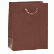 Sac Luxe pelliculé chocolat 11x6x14cm - finition mat - par 12