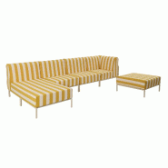 Salon de jardin bas modulable rayé 5 places jaune - jaune aluminium 115896