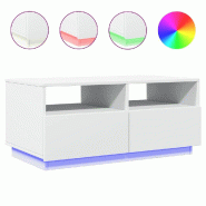 VidaXL Table basse avec lumières LED blanc 90x49x40 cm Modèle Aero Prime Plus - 839833
