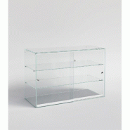 Vitrine comptoir à poser verre trempé portes coulissantes 100x40x60 cm