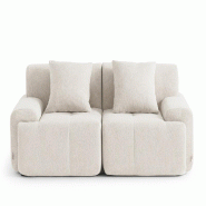 Canapé droit modulaire MILYSOFA SOFAMOUS 2 places Tissu chenille Blanc ivoire - MS-MOUS-2-IW