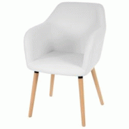 Décoshop26 - Chaise de salle à manger cuisine design rétro en synthétique blanc pieds bois clair 04_0002360 - blanc 3000274632690 Décoshop26 - Chaise de salle à manger cuisine design rétro en synthétique blanc pieds bois clair 04_0002360 - blanc 3000274632690