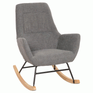 Décoshop26 - Fauteuil à bascule chaise de relaxation avec accoudoirs en bois métal et tissu gris foncé 04_0006906 - gris métal 3000261946403