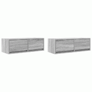 Helloshop26 - Lot de 2 meubles TV muraux design peu encombrant rangement 80 x 31 x 25,5 cm en bois d'ingénierie gris 02_0051698 - gris Bois massif 30