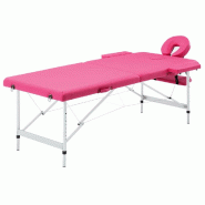 Helloshop26 - Table de massage pliable 2 zones Inox rose 02_0001809 - rose aluminium 3000088951536