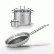 Lot Elo Relief Solution : Poêle 24cm & Faitouts 26cm/14cm - gris 3176239958836