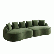 Merax Chenille Canapé 4 places, canapé nuage modulable sans cadre, assise extra profonde et extra large, avec coussins, vert - W3325S00296