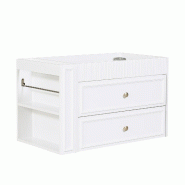 Merax Meuble sous-vasque suspendu , meuble de salle de bain avec lavabo en céramique, tiroirs et étagère latérale, 81 x 47 x 52 cm, blanc - blanc