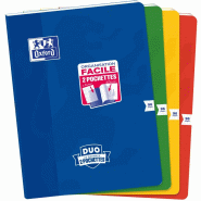 Oxford Lot de 10 Cahier Duo piqué 24x32, 96p./48 feuilles 90g/m², quadrillé 5x5, coloris assortis (8) - 3020120253046