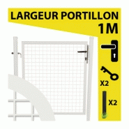 Portillon grillagé / droit / blanc