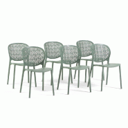 RATTATAN Lot de 6 chaises d'extérieur empilables en polypropylène avec fibre de verre dossier ajouré pour jardin terrasse bar restaurant Lulù - ve