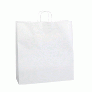 Sac kraft poignées torsadées blanc 45x17x48cm - par 50 - Papier kraft